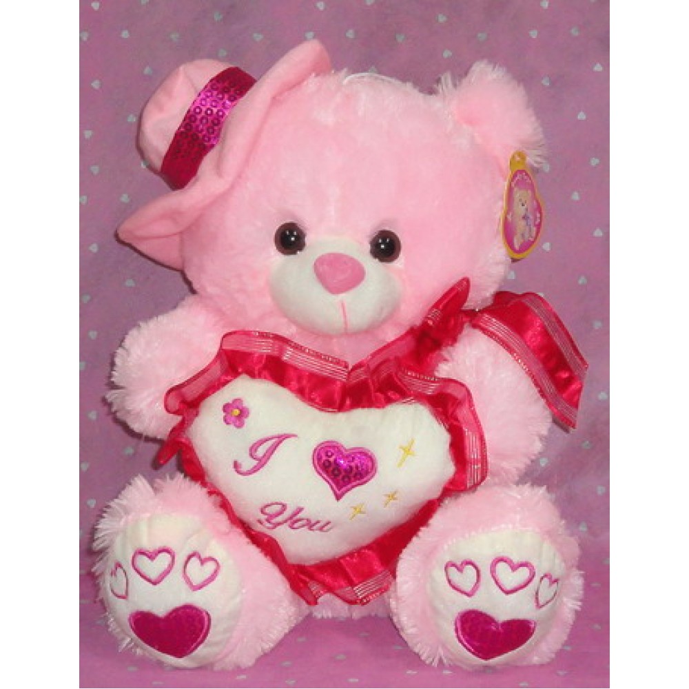 Bear w/ Hat & I Love You Heart Pillow 