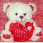 Cream Bear with Red Heart