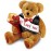 Customizable message bear with 3 pcs fresh red rose