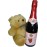 1 bottle of champagne with small size cute teddy bear.