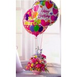 Mylar balloons with assorted daisies