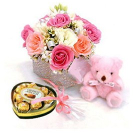 Rose bear and sweets