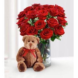 Roses and teddy bear 