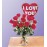  1 dozen Red Roses in a Vase with I Love You Balloon