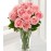 12 Long Stem Pink Rose Vase