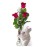 3 Pcs Red Roses in a Vase