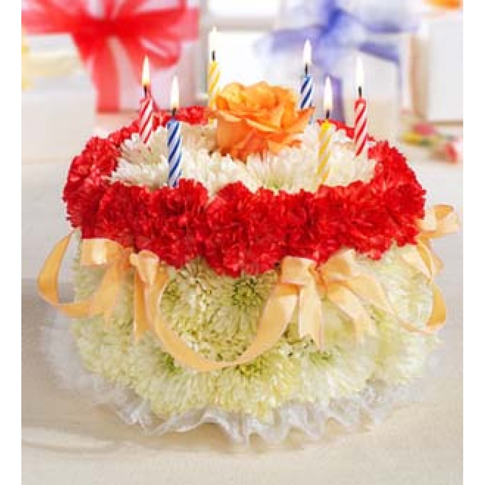 Flower cake with candle