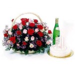 18 pcs Red & 18 pcs Pink Roses In A Basket