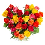 36 Mixed Heart Shaped Roses